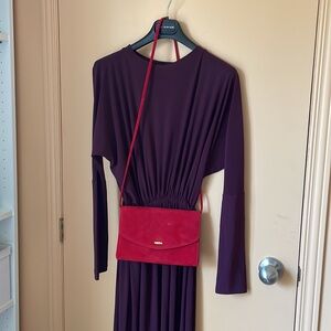 Vintage Red Suede Crossbody Bag or Clutch